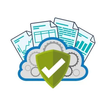 Cloud shield documents security Stock Illustration
