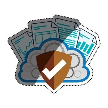 Cloud shield documents security Stock Illustration