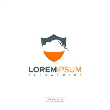 Cloud Shield Logo Business Template Design Stock Illustration