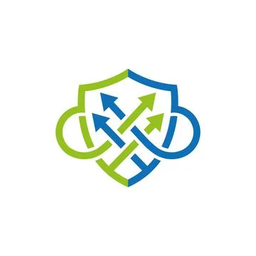 Cloud Shield Logo Design with Secure Network Technology Protection Icon Stock Illustration
