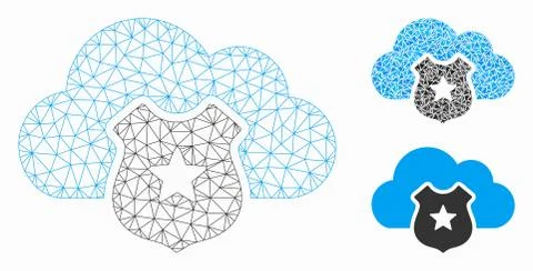Cloud Shield Vector Mesh Carcass Model and Triangle Mosaic Icon Stock Illustration