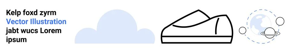 Cloud, Shoe, and Planet Elements for Tech, Fashion, and Educational Themes .. Illustrazione stock