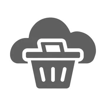 Cloud, shopping, basket icon. Gray vector graphics. Illustrazione stock