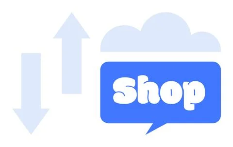 Cloud Shopping Concept with Up and Down Arrows in Flat Design Stock Illustration