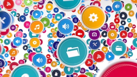 Cloud sign consisting of icons of media content of the Internet Stock Footage 101494850