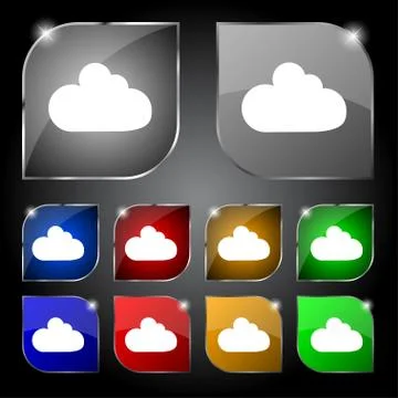 Cloud sign icon. Data storage symbol. Set colourful buttons. Vector Illustrazione stock