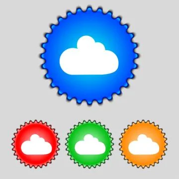 Cloud sign icon. Data storage symbol. Set colourful buttons. Vector Illustrazione stock