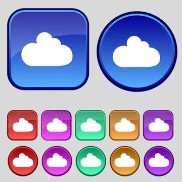 Cloud sign icon. Data storage symbol. Set colourful buttons. Vector Illustrazione stock
