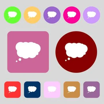 Cloud sign icon. Data storage symbol. 12 colored buttons. Flat design. Vector Stock Illustration