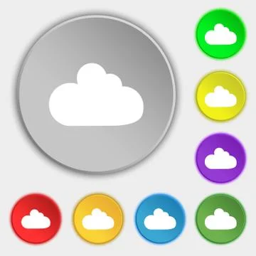 Cloud sign icon. Data storage symbol. Symbols on eight flat buttons. Vector イラスト素材