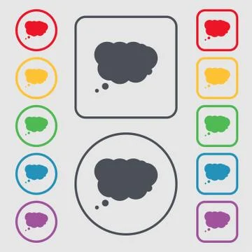 Cloud sign icon. Data storage symbol. Symbols on the Round and square buttons Illustrazione stock
