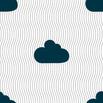 Cloud sign icon. Data storage symbol. Seamless pattern with geometric texture Stock Illustration