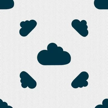 Cloud sign icon. Data storage symbol. Seamless pattern with geometric texture Stock Illustration