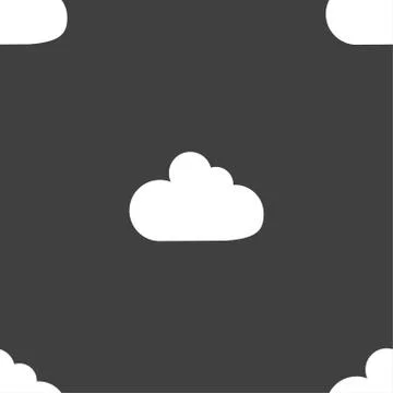 Cloud sign icon. Data storage symbol. Seamless pattern on a gray background.  Stock Illustration