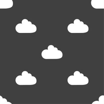 Cloud sign icon. Data storage symbol. Seamless pattern on a gray background.  Stock Illustration
