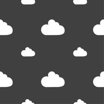 Cloud sign icon. Data storage symbol. Seamless pattern on a gray background.  Stock Illustration