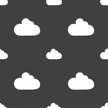 Cloud sign icon. Data storage symbol. Seamless pattern on a gray background. Stock Illustration