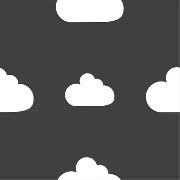 Cloud sign icon. Data storage symbol. Seamless pattern on a gray background. Stock Illustration