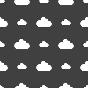 Cloud sign icon. Data storage symbol. Seamless pattern on a gray background. Stock Illustration