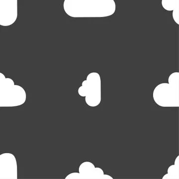 Cloud sign icon. Data storage symbol. Seamless pattern on a gray background. Illustrazione stock