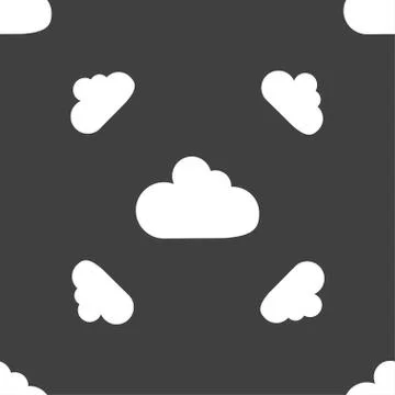 Cloud sign icon. Data storage symbol. Seamless pattern on a gray background. Stock Illustration