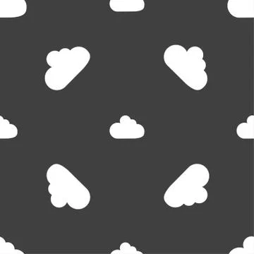 Cloud sign icon. Data storage symbol. Seamless pattern on a gray background. Stock Illustration