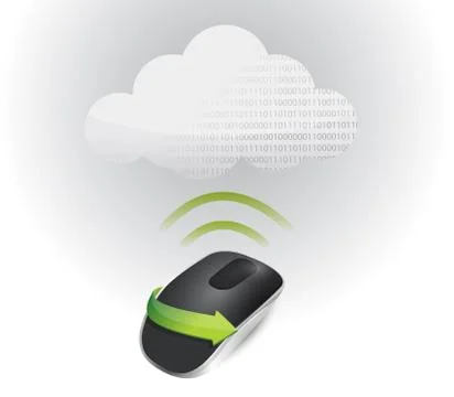 Cloud signal and wireless computer mouse isolated on white background イラスト素材