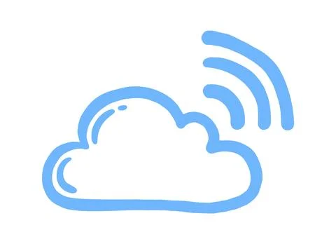 Cloud signal doodle icon. Vector doodle illustration icon isolated on white b Stock Illustration