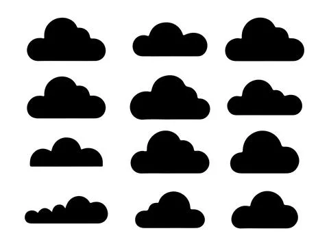 Cloud silhouette icon set vector on white background 库存插图