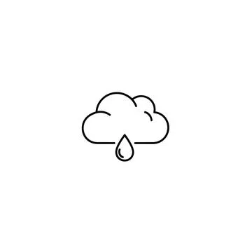 Cloud with single rain drop icon line art weather symbol with simple graphic Stock Illustration