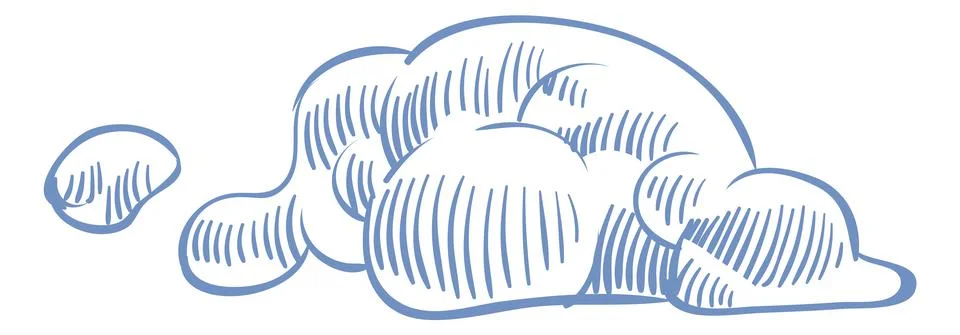 Cloud sketch. Hand drawn round curved shape Stock Illustration