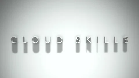 Cloud skills 3D title animation white text on a white background Stock Footage 299748796