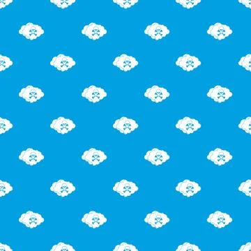 Cloud with skull and bones pattern seamless blue イラスト素材