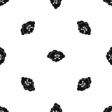 Cloud with skull and bones pattern seamless black Stock Illustration