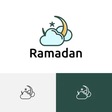 Cloud Sky Crescent Star Ramadan Islamic Event Muslim Community Logo Stock Illustration