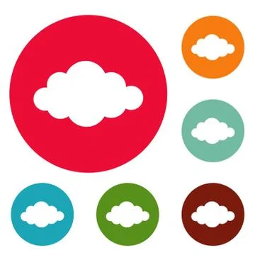 Cloud in sky icons circle set vector Illustrazione stock