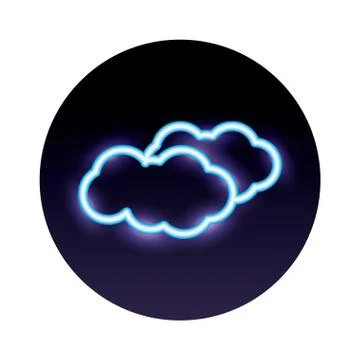 Cloud sky neon light style icon Stock Illustration