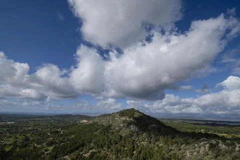 Cloud sky over the Galdent range , Mallorca, Balearic Islands, Spain Stock Photos