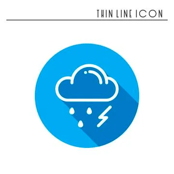 Cloud, sky, rain, storm line simple icon. Weather symbols. Meteorology. Forec Stock Illustration
