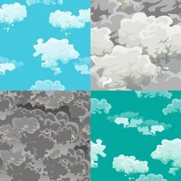 Cloud in the sky seamless pattern, air nature decorative background, texture for Stock Illustration