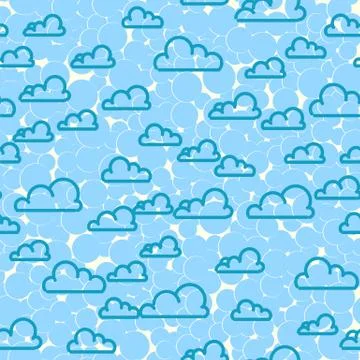 Cloud sky seamless pattern. Cartoon weather background. Stock Illustration