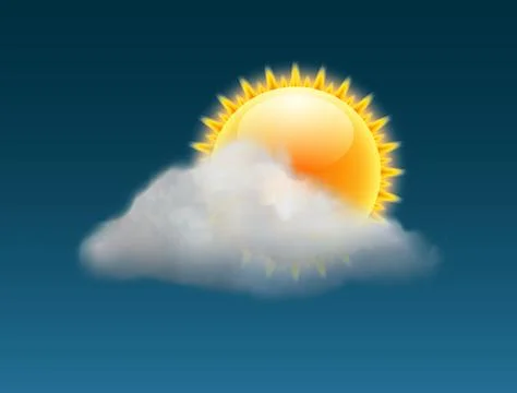 Cloud sky vector weather backgrund. Sun illustration warm day sunny icon Stock Illustration