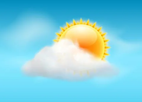Cloud sky vector weather backgrund. Sun illustration warm day sunny icon Stock Illustration