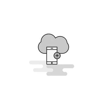 Cloud with smart phone  Web Icon. Flat Line Filled Gray Icon Vector Stock Illustration