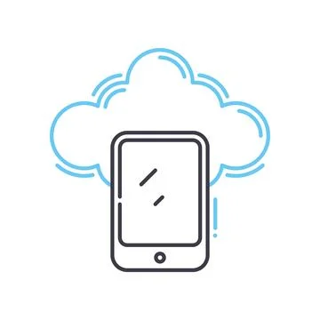 Cloud smartphone line icon, outline symbol, vector illustration, concept sign Stock Illustration