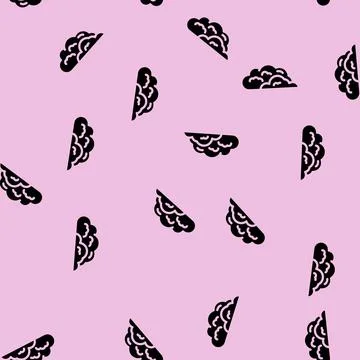 Cloud smell glyph vector seamless pattern Stock Illustration