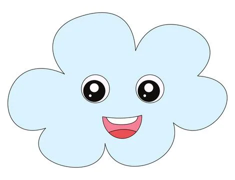 A cloud smiling isolated on a white background Illustrazione stock