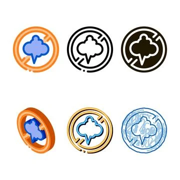 Cloud smog crossed out sign icon vector outline styleset Stock Illustration