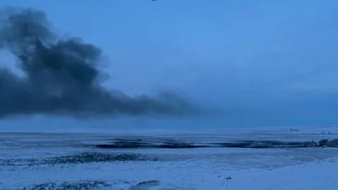 A cloud of smoke above the snow Stock Footage 102100007