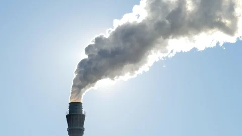 Cloud of smoke from smoking factory chimney, Bremen, Germany, Europe Stock Footage 102956654